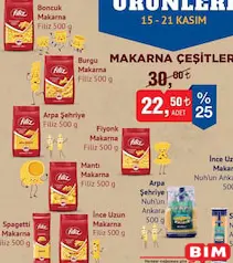FİLİZ MAKARNA ÇEŞİTLERİ 500 G fiyat ve kampanya bilgisi